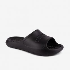Klapki damskie Coqui Viki - czarne Coquiair. Czarne klapki damskie Coqui, bez wzorów, z materiału, eleganckie, bez obcasa, bez zapięcia. Za 125.99 zł.