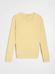 Lekki sweter basic - żółty. Żółte swetry nierozpinane damskie Sinsay, l, bez wzorów, bez kołnierzyka, bez ramiączek. Za 29.99 zł.