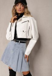 Jasnoniebieska Bawełniana Spódnica Jeansowa High Waist o Rozkloszowanym Fasonie Risat. Niebieskie spódnice damskie Renee, m, bez wzorów, z bawełny, z podwyższonym stanem, mini, rozkloszowane. Za 119.99 zł.