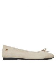 Tommy Hilfiger Baleriny Toe Cap Suede Ballerina FW0FW08909 Beżowy. Brązowe balerinki damskie Tommy Hilfiger, bez wzorów, ze skóry, bez obcasa, bez zapięcia. Za 379.99 zł.