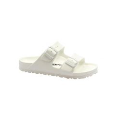 Klapki damskie Birkenstock Arizona Eva. Białe klapki damskie Birkenstock, bez wzorów, z materiału, bez obcasa, bez zapięcia. Za 209.00 zł.