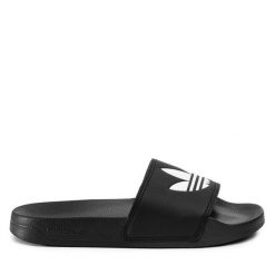 Klapki adidas. Czarne klapki damskie Adidas, bez wzorów, sportowe, bez obcasa, bez zapięcia. Za 139.99 zł.