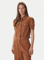 Guess Kurtka jeansowa W6GL08 W1804 Brązowy Regular Fit. Brązowe kurtki damskie Guess, xl, z aplikacjami, z bawełny, bez kaptura. Za 669.99 zł.