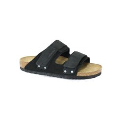Sandały Birkenstock Uji Vl Wąskie Czarne. Czarne sandały męskie Birkenstock, bez wzorów, z nubiku, sportowe, bez zapięcia. Za 595.75 zł.