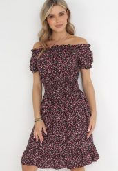 Czarno-Czerwona Sukienka Hiszpanka z Bawełny z Gumką w Pasie Viliana. Czarne sukienki damskie Born2be, na co dzień, na lato, l, bez wzorów, z bawełny, eleganckie, bez kołnierzyka, bez ramiączek, midi. Za 39.99 zł.