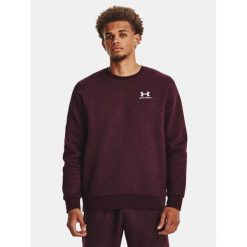 Bluza fitness męska Under Armour Essential Fleece Crew. Czerwone bluzy męskie Under Armour, m, bez wzorów, sportowe, bez ramiączek, bez kaptura. Za 189.99 zł.