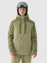 4F Kurtka narciarska membrana 10000 męska - khaki XL. Brązowe kurtki sportowe męskie 4F, na zimę, m, bez wzorów, z dzianiny, z kapturem, narciarskie. W wyprzedaży za 299.99 zł.