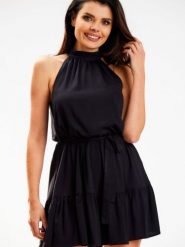 Sukienka Model A580 Black - awama. Czarne sukienki damskie Awama, na lato, l, bez wzorów, z bawełny, bez kołnierzyka, bez ramiączek, rozkloszowane. Za 278.53 zł.