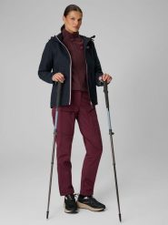 4F Spodnie trekkingowe softshell wiatroodporne membrana 8000 damskie - burgundowe XS. Czerwone spodnie materiałowe damskie 4F, bez wzorów, z materiału, trekkingowe. Za 399.99 zł.