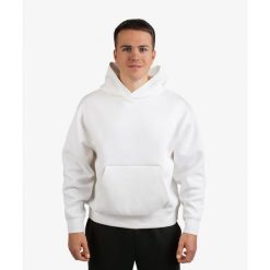 Bluza INTERLOCK OVERSIZE DZIK® biała. Białe bluzy męskie DZIK, xl, z aplikacjami, z materiału, bez kaptura, na jogę i pilates. W wyprzedaży za 269.99 zł.