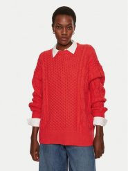 STAUD Sweter Tracy R24P3117CA Czerwony Oversize. Czerwone swetry nierozpinane damskie STAUD, l, bez wzorów, z bawełny, bez kołnierzyka, bez ramiączek. Za 1,519.00 zł.