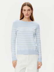 Tommy Hilfiger Sweter WW0WW40099 Błękitny Regular Fit. Niebieskie swetry nierozpinane damskie Tommy Hilfiger, m, bez wzorów, z syntetyku, bez kołnierzyka, bez ramiączek. Za 299.99 zł.