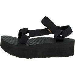 Sandały Teva Model W Flatform Univers Kolor Czarny. Czarne sandały damskie Teva, bez wzorów, z materiału, bez obcasa, bez zapięcia. Za 286.00 zł.