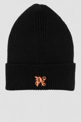 PALM ANGELS Czarna czapka Pa Monogram Beanie. Czarne czapki męskie PALM ANGELS, bez wzorów. W wyprzedaży za 699.99 zł.
