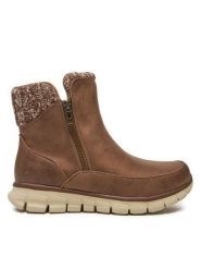 Skechers Botki Lovely Collab 167941/BRN Brązowy. Brązowe botki damskie Skechers, bez wzorów, ze skóry, bez obcasa, na płaskiej podeszwie, bez zapięcia. Za 289.99 zł.