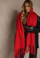 Czerwony Szalik Ozdobiony Frędzlami Owedela. Czerwone szaliki damskie Renee, bez wzorów, z jeansu. Za 39.99 zł.