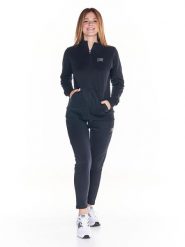 Bluza miękka z pełny zamek błyskawiczny na co dzień. Czarne bluzy damskie LEONE 1947 APPAREL, s, bez wzorów, z dresówki, bez ramiączek, bez kaptura. Za 105.21 zł.