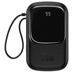Powerbank Baseus Qpow PRO z kablem Lightning, portem USB-C i USB, 20000mAh, 20W (czarny). Czarne powerbanki Baseus. Za 149.00 zł.