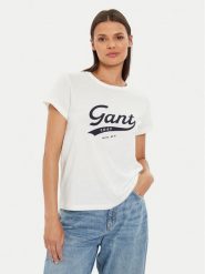 Gant T-Shirt Script Graphic 4200482 Biały Regular Fit. Białe t-shirty damskie GANT, m, bez wzorów, z bawełny, bez kołnierzyka, bez ramiączek. Za 159.99 zł.