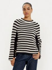 OUI Sweter 89169 Czarny Loose Fit. Czarne swetry nierozpinane damskie Oui, bez wzorów, z bawełny, bez kołnierzyka, bez ramiączek. Za 239.99 zł.