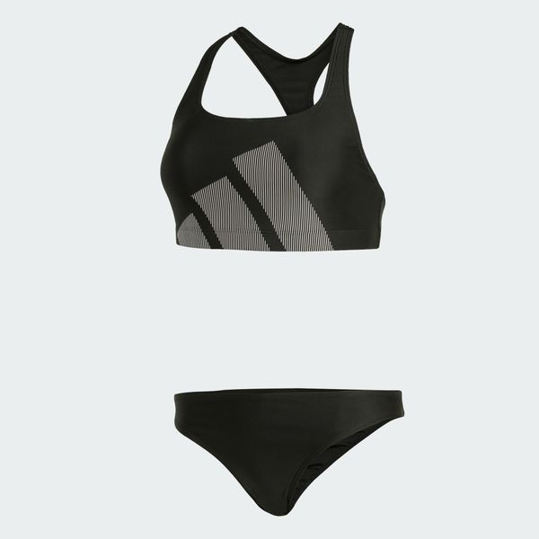 Zestaw bikini Big Bars C-back. Czarne stroje kąpielowe damskie Adidas, bez wzorów, z elastanu. Za 199.00 zł.