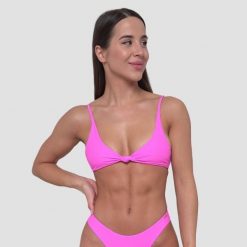 Góra od bikini damska pływanie z wiązaniem różowa CURACAO. Czerwone stroje kąpielowe damskie GYMBEAM, xl, bez wzorów, z elastanu. Za 109.90 zł.
