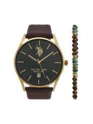 U.S. Polo Assn. Zestaw zegarek i bransoletka Colin USP6376TW Złoty. Żółte, analogowe zegarki damskie U.S. Polo Assn., złote. Za 409.99 zł.