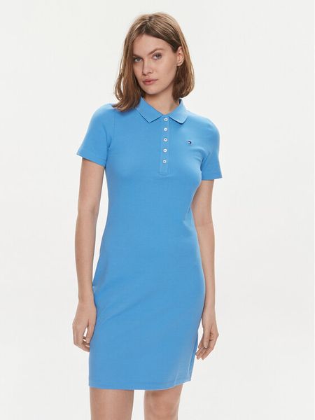 Tommy Hilfiger Sukienka codzienna 1985 WW0WW37853 Niebieski Slim Fit. Niebieskie sukienki damskie Tommy Hilfiger, na co dzień, xxs, bez wzorów, z bawełny, bez kołnierzyka, bez ramiączek, proste. Za 399.99 zł.