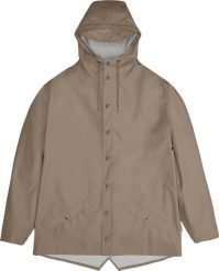 Rains Rains kurtka przeciwdeszczowa unisex JACKET 12010 17 TAUPE L. Kurtki sportowe damskie Rains, l, bez wzorów, bez ramiączek, bez kaptura. Za 369.99 zł.