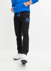 Spodnie sportowe z poliestru z recyklingu. Czarne spodnie sportowe męskie bonprix, l, bez wzorów. Za 117.99 zł.