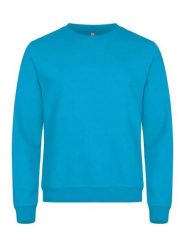 Clique Basic Roundneck – Bluza unisex z okrągłym dekoltem, turkusowa, materiał. Niebieskie bluzy damskie CLIQUE, l, bez wzorów, z bawełny, bez ramiączek, bez kaptura. Za 157.03 zł.