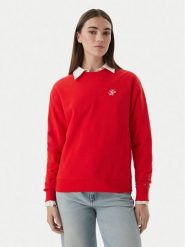 Tommy Hilfiger Bluza Logo Embroidery WW0WW48724 Czerwony Relaxed Fit. Czerwone bluzy damskie Tommy Hilfiger, xs, bez wzorów, z bawełny, bez ramiączek, bez kaptura. Za 399.99 zł.