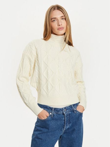 Wrangler Sweter 112356472 Écru Regular Fit. Swetry nierozpinane damskie Wrangler, l, bez wzorów, z bawełny, bez kołnierzyka, bez ramiączek. Za 209.00 zł.