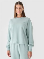 4F Bluza dresowa nierozpinana bez kaptura damska - turkusowa M. Niebieskie bluzy damskie 4F, m, bez wzorów, z bawełny, klasyczne, bez ramiączek, bez kaptura. W wyprzedaży za 59.99 zł.