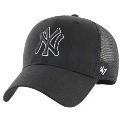Czapka z daszkiem dla dorosłych MLB New York Yankees Branson MVP Cap. Czarne czapki damskie 47 Brand, na lato, bez wzorów, z bawełny, sportowe. Za 99.99 zł.
