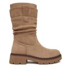 Botki Clara Barson. Brązowe botki damskie Clara Barson, bez wzorów, bez obcasa, na płaskiej podeszwie, bez zapięcia. Za 129.99 zł.