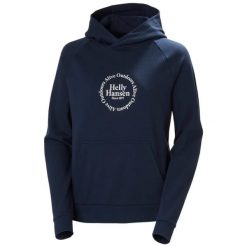 Bluza damska Helly Hansen Core Graphic. Niebieskie bluzy damskie Helly Hansen, na lato, m, bez wzorów, z bawełny, bez ramiączek, z kapturem. Za 392.00 zł.