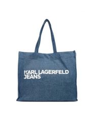 Karl Lagerfeld Jeans Torebka A3W50069 Niebieski. Niebieskie shopperki damskie Karl Lagerfeld Jeans, bez wzorów, z jeansu, bez dodatków. Za 189.99 zł.