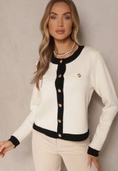 Beżowy Retro Sweter Kardigan z Wiskozą z Eleganckimi Guzikami Tesorenia. Brązowe kardigany damskie Renee, m, bez wzorów, z wiskozy, eleganckie, bez kołnierzyka. Za 79.99 zł.