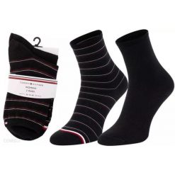 Bawełniane skarpetki Tommy Hilfiger dla kobiet - 2 pary czarne. Czarne skarpetki damskie Tommy Hilfiger, bez wzorów, z bawełny. Za 131.99 zł.
