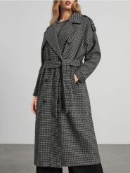Płaszcz w kratę - wielobarwny. Płaszcze damskie Sinsay, l, bez wzorów, z wełny, eleganckie, bez kołnierzyka, bez kaptura. Za 159.99 zł.