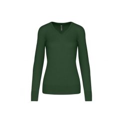 Damski sweter v-neck Kariban. Zielone swetry nierozpinane damskie KARIBAN, na zimę, bez wzorów, bez kołnierzyka, bez ramiączek. Za 185.00 zł.