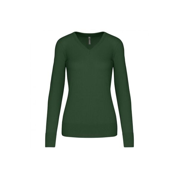 Damski sweter v-neck Kariban. Zielone swetry nierozpinane damskie KARIBAN, na zimę, bez wzorów, bez kołnierzyka, bez ramiączek. Za 185.00 zł.