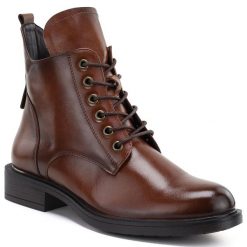 Botki damskie workery ocieplane camel Vinceza 58677. Brązowe botki damskie VINCEZA, bez wzorów, ze skóry ekologicznej, eleganckie, bez obcasa, bez zapięcia. Za 159.99 zł.