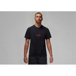 Koszulka sportowa męska Nike Air Jordan Essenial Graphic. Czarne koszulki sportowe męskie Nike, l, bez wzorów, z bawełny, bez ramiączek. Za 248.00 zł.