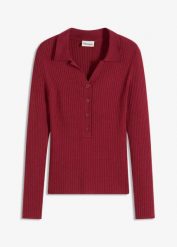 Cienki sweter z miękkiej mieszanki wiskozy. Czerwone swetry nierozpinane damskie bonprix, bez wzorów, z wiskozy, bez kołnierzyka, bez ramiączek. Za 87.99 zł.
