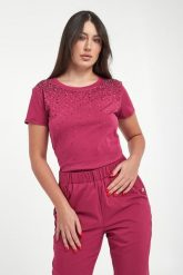 T-shirt damski z cyrkoniami LIU JO. T-shirty damskie Liu Jo, m, bez wzorów, bez kołnierzyka, bez ramiączek. Za 339.00 zł.