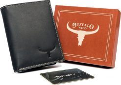Buffalo Składany portfel męski pionowy z przeszyciami, skóra naturalna Buffalo Wild NoSize. Portfele męskie Buffalo, bez wzorów, ze skóry. Za 138.18 zł.