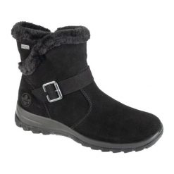 Buty Rieker Booties L7179-00 czarne. Czarne śniegowce damskie z materiału, bez zapięcia. Za 479.08 zł.