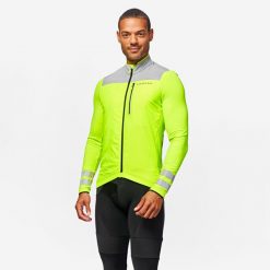 Bluza rowerowa Triban RC500 długi rękaw EN17353. Żółte bluzy męskie VAN RYSEL, xl, bez wzorów, z materiału, sportowe, bez ramiączek, bez kaptura. Za 199.99 zł.